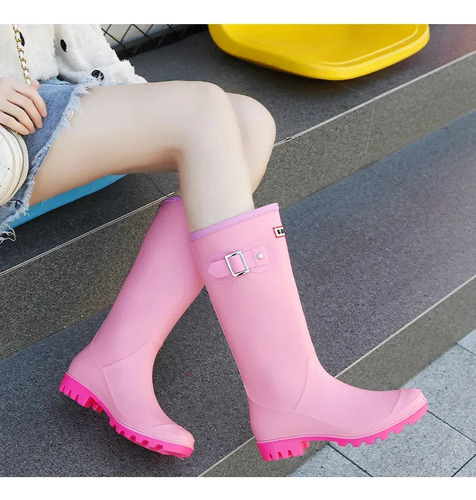 Botas De Lluvia Impermeables De Punto Alto Para Mujer, Estil