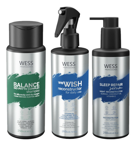 Kit Wess Balance Shampoo 250ml + We Wish 260ml + Sleep 250ml