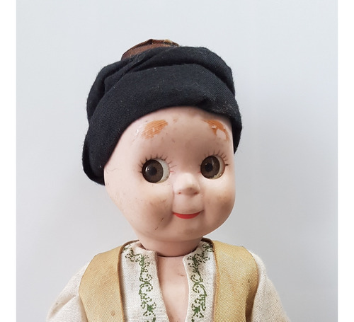 Antigo Boneco Biscuit Aladim Roupa Original Olhos De Vidro (Usado)