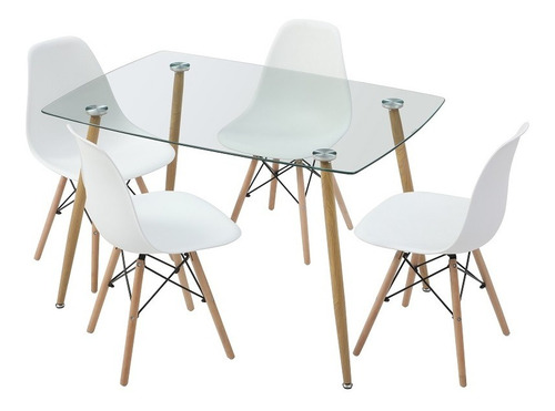 Mesa De Comedor De Cristal Templado Con 4 Sillas Sarpsborg B