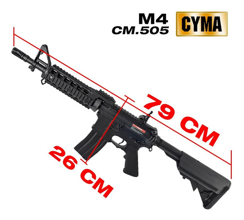 Rifle Marcadora Fusil Airsoft M4 Táctico Accesorios Cm.505
