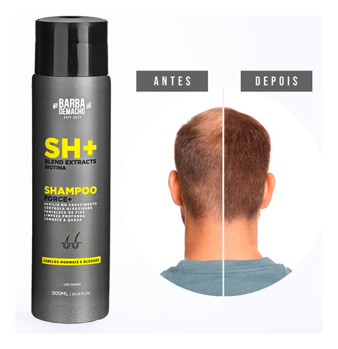 Kit Shampoo Force+ E Sérum Grow Cabelo Barba Crescimento