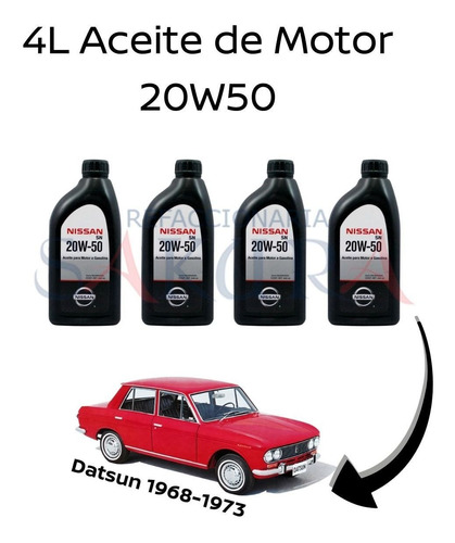 Pqte 4 Litros Aceite 20w50 Datsun Bluebird 1971