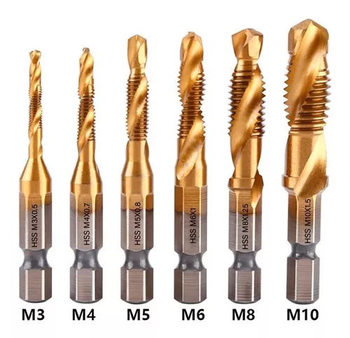 5 piezas de acero de alta velocidad rosca de rosca M3 M4 M5 M6 M8 broca de roscar HSS espiral de flauta para máquina herramienta 