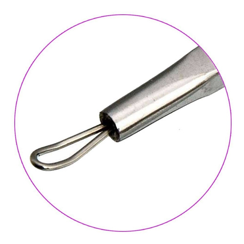 Imagem 1 de 7 de Extrator Cravos Comedões Cureta Alça Dupla Aço Inox Kit 3 Un
