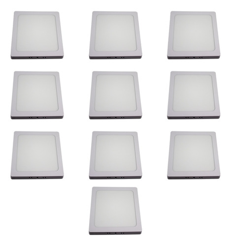 Kit Lampara De Sobreponer Cuadrado 16w Led Luz Blanca 10 Pz