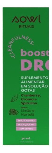 Cleanfulness Booster Drops Cranberry Cromo Spirulina 30ml Su Sabor Limão E Hortelã