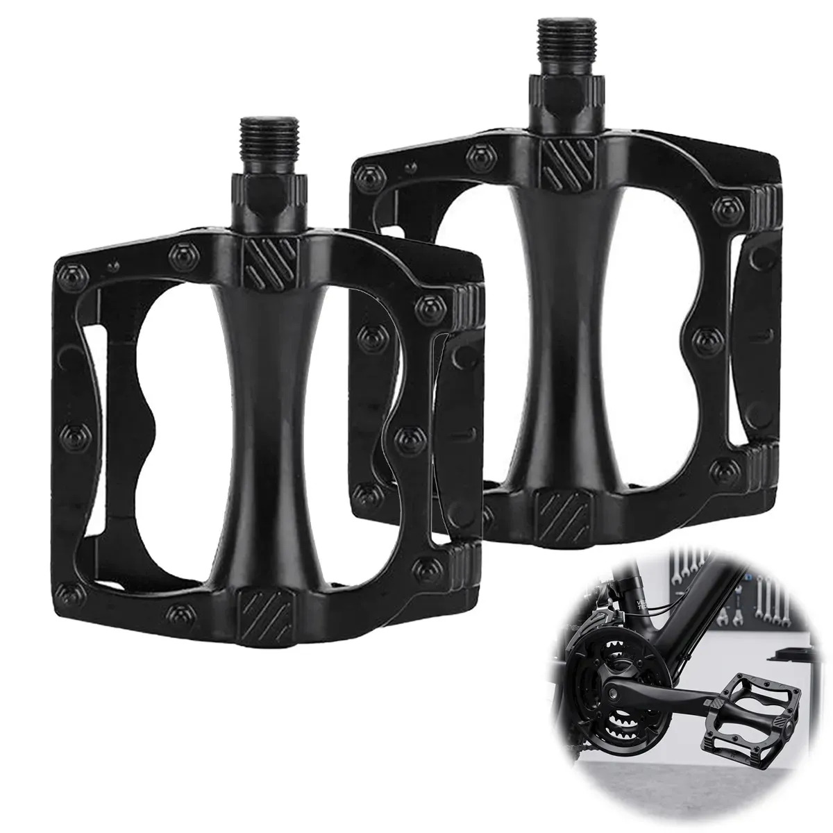 Pedales de Plataforma AdooAdii para Bicicleta de Montaña MTB, Aluminio Antideslizante y Rodamientos Sellados