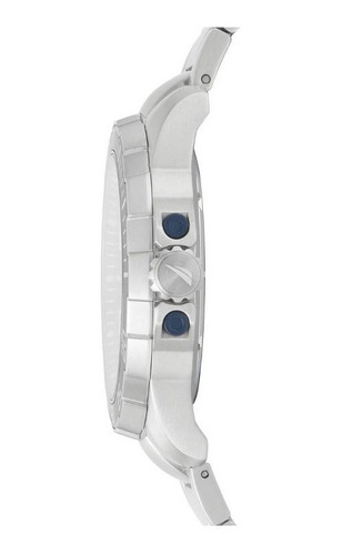 Reloj Nautica Hombre Napplh004 Pilot House Acero Wr 100m Malla Plateado Bisel Plateado Fondo Azul