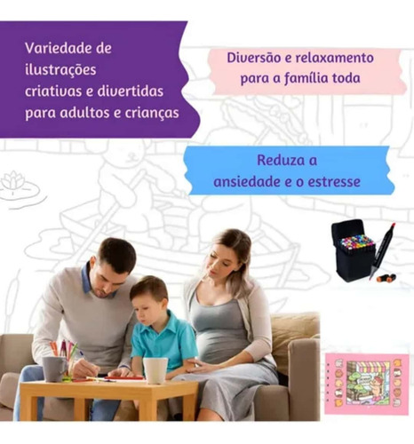 Kit Livro De Colorir + Canetinhas Touch 36 Cores Ponta Dupla