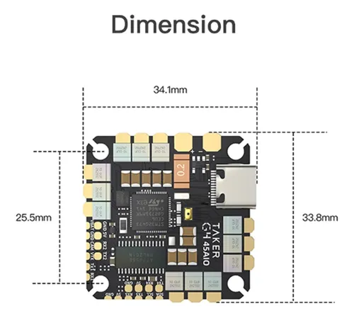Controlador De Vuelo Taker G4 45a Aio Baro Osd G473 Blhelis
