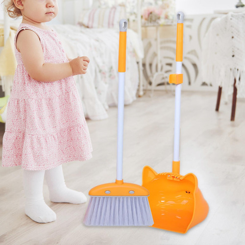 Juego De Mini Escoba Y Recogedor Para Niños Para El Naranja