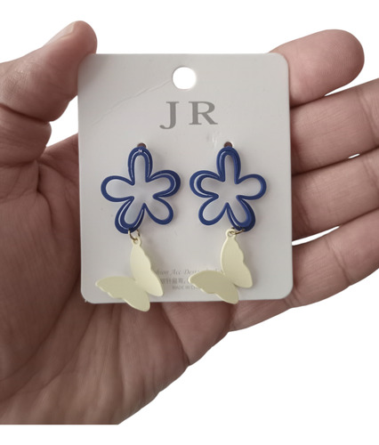 Aretes De Mariposa Con Flores Largos Colgantes Mujer Dama