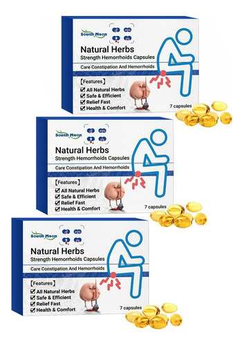 3×cápsula De Hemorroides A Base Hierbas For Reparar Y Aliv