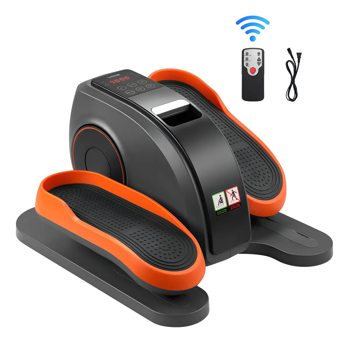 VITIME Mini Elíptica Eléctrica Ejercitador de Pedal Sentado para Debajo del Escritorio con Control Remoto Negro, Naranja y Gris