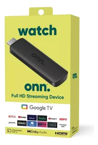 Onn 2k Fhd Streaming Stick With Voice Remote Control - Black