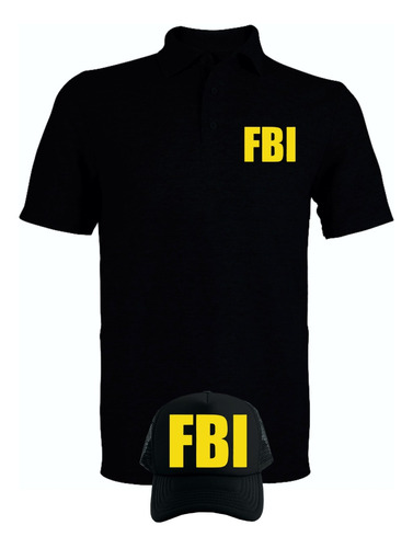 Camiseta Tipo Polo Fbi Police Obsequio Gorra Serie Black