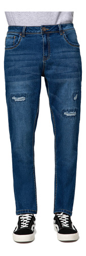 Jeans Slim Pespunte Azul Hombre Fashion's Park