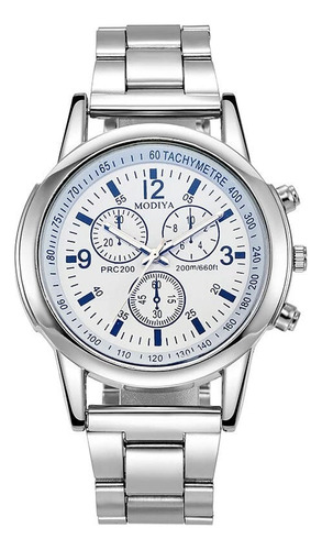 Reloj De Hombre Elegante, Plateado Fondo Blanco+pulsera