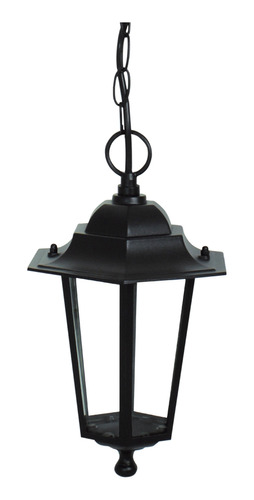 Luminária Pendente Colonial Tipo Lampião 1x E27 Preta Bivolt