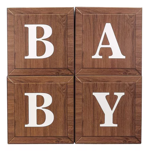 Cajas De Bebé Con Letras Para Baby Shower, 4 Cajas De Globos