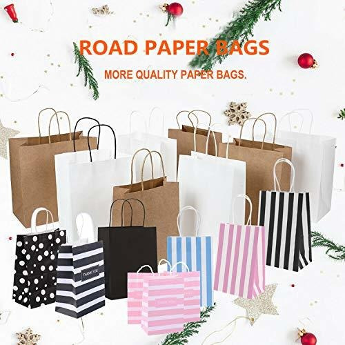 Imagen 4 de 9 de Bolsas De Papel Kraft Negras Con Asa, Bolsa De Compras,