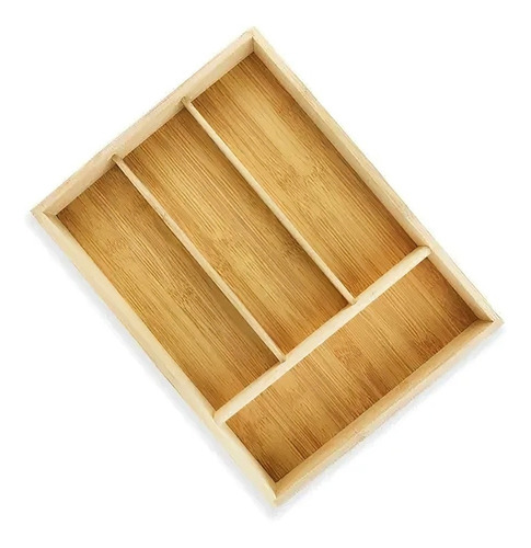 Imagem 2 de 6 de Porta Talheres Retangular Em Bambu C/ 4 Divisórias Clink