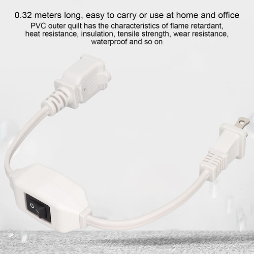 Cable De Extensión Con Interruptor 2 Clavijas Blanco