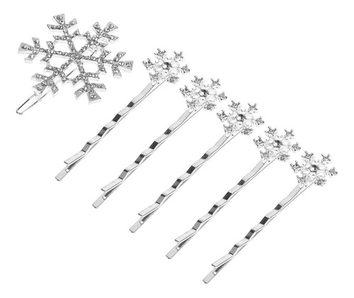 6 Pinzas Para El Pelo Con Forma De Copo De Nieve Con Diamant