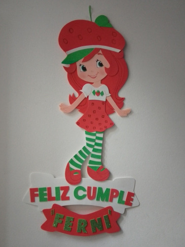 Cartel Cumpleaños - Frutillitas/amigas - Goma Eva 50 X 33 Cm