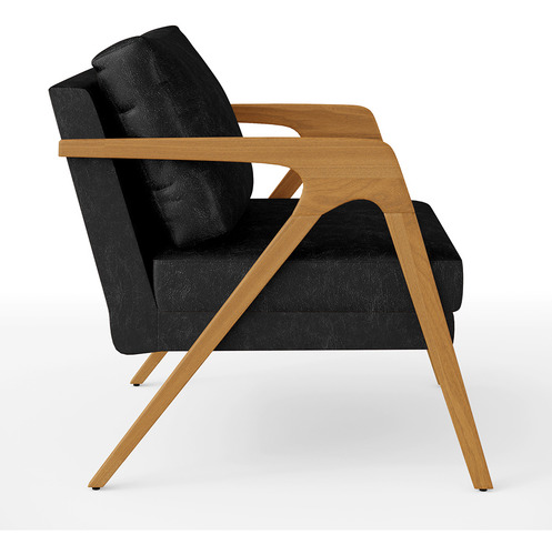 Kit 04 Poltronas Pietra Couríssimo Preto Brilho Desenho do tecido Liso