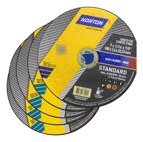 Kit 5 Discos De Corte Standard 180x1.6x2 Norton