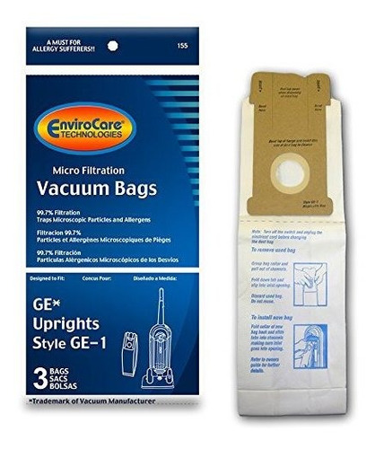 Envirocare Replacement Micro Filtration Vacuum Bags For Ge U