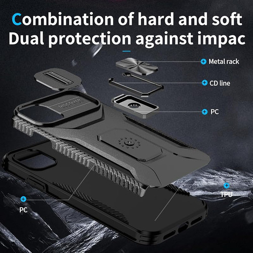 Funda Uso Rudo Anillo Imán Y Cámara Para iPhone 12/13/14