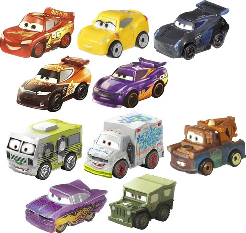 Disney Cars Mini Racer Metálicos Pack X10 Original Mattel