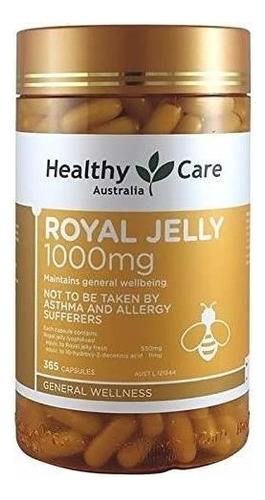 Jalea Real Royal Jelly 1000, Healthy Care, 365 Cápsulas