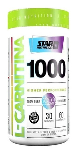 L-carnitina 1000 60comps Star Nutrition  Quemador De Grasas