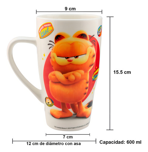Tarro Alto De Porcelana Garfield La Película 600 Ml