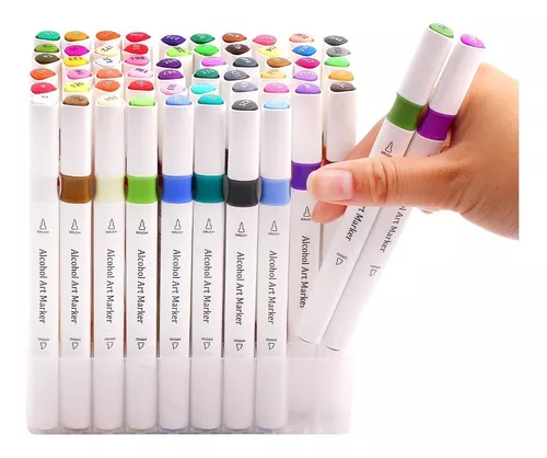  Rotuladores de alcohol de 80 colores, marcadores de doble punta  de color permanente para principiantes y pintores profesionales, muy  adecuados para dibujar, dibujar y colorear, colores fáciles de mezclar,  caja de