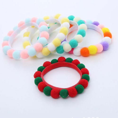 5 Collares De Peluche Para Mascotas Con Pompones De Colores