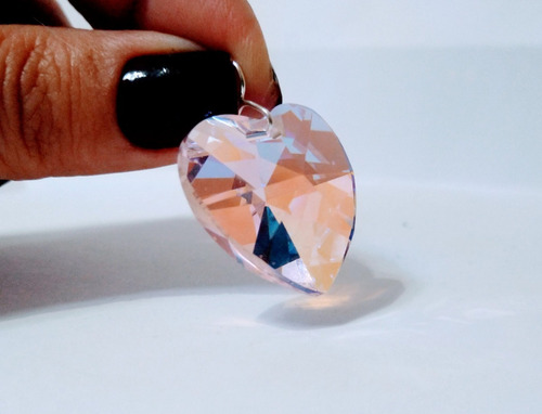 Imagem 5 de 8 de Colar Coração Cristal Swarovski Rose Blue Boreal Prata 925