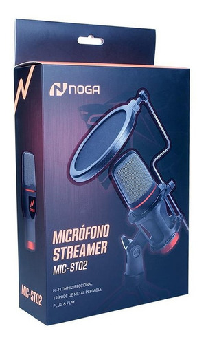 Imagen 6 de 6 de Microfono Gamer Noga Mic-st02 Streaming Con Filtro Y Tripode