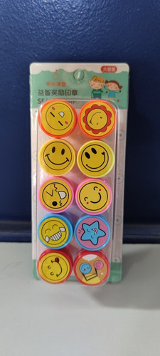 Imagen 3 de 5 de Set 10 Timbres Sellos Infantiles Smile Caritas Motivacion