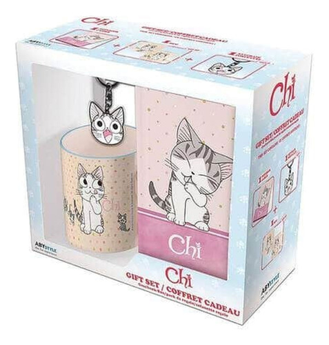 Mix Notebook Gato Chi Taza + Cuaderno + Llavero