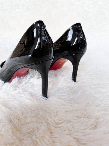 Zapato Dama Cuero Negro Verniz Stiletto Suela Roja-marí Mada