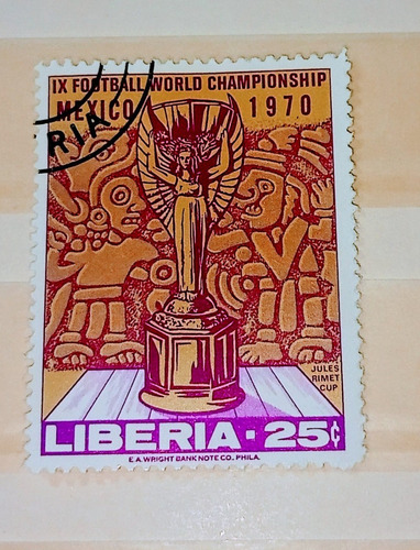 Estampilla Liberia Copa Jules Rimet Mundial De Futbol Mexico