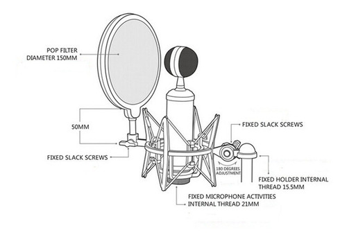 Shockmount Grande Con Antipop Para Microfono Condenser