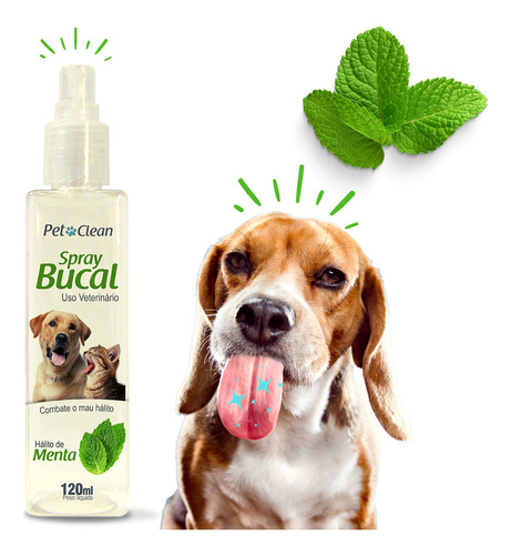Spray Bucal Bafinho Para Vet Cachorro Gato Pet Clean 120 Ml
