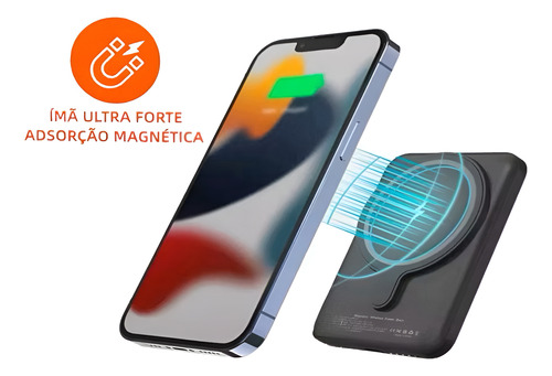 Carregador Mini Power Bank Portátil Celular Indução Kaidi
