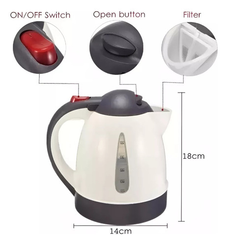 Pava Electrica Para Autos. Con Ficha De Encendedor 12v Gris
